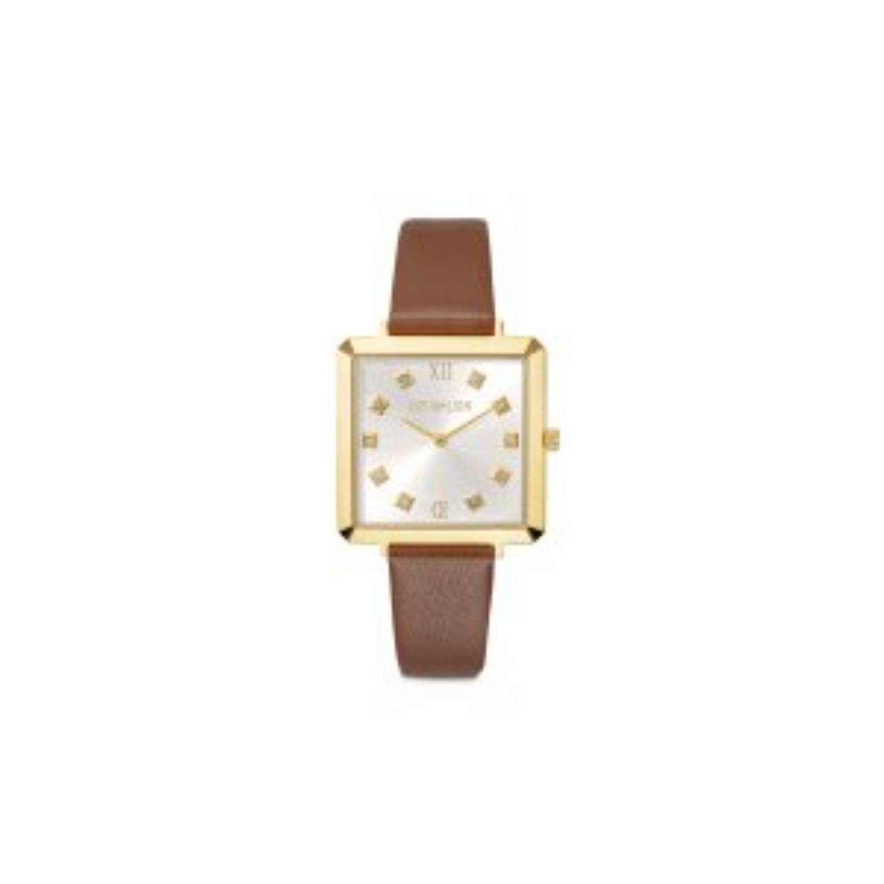 Het perfecte horloge voor uw Coeur de Lion sieraden! Het vierkante strakke model is geïnspireerd op het iconische GEOCUBE-design. 
Het horloge heeft ene vergulde stalen kast en een bruine leren band, de wijzerplaat is zilverkleurig met gekleurde Swarovski kristallen als indexen.