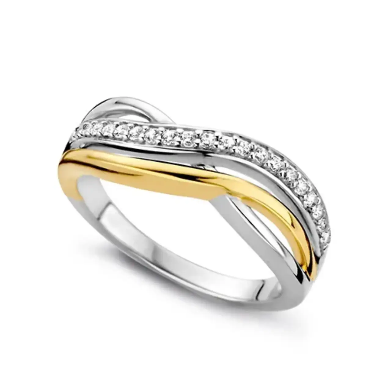 Zilveren verguld ring maat 56