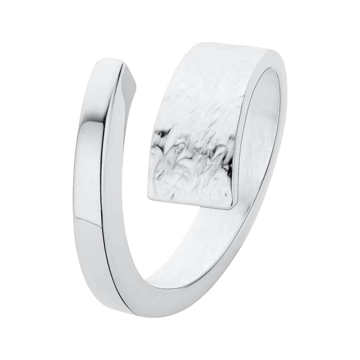 Zilveren Ring met folie hamerslag