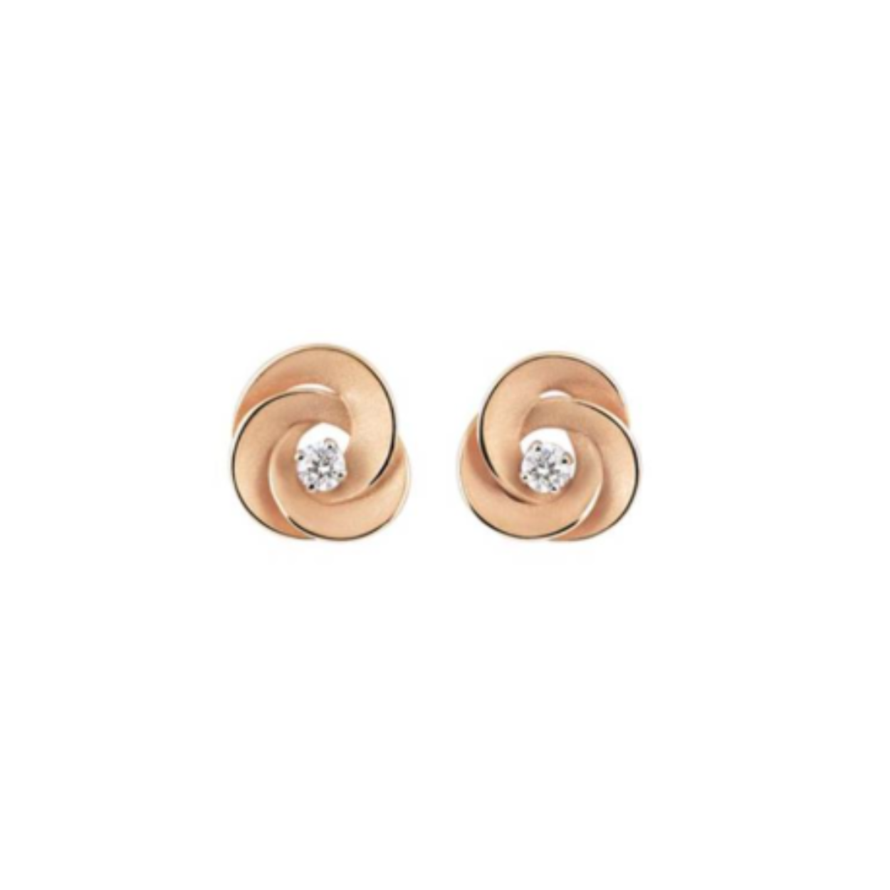 Desert Rose Series oorstekers , 18Kt Orange Apricot Gold met diamanten 0.2ct
