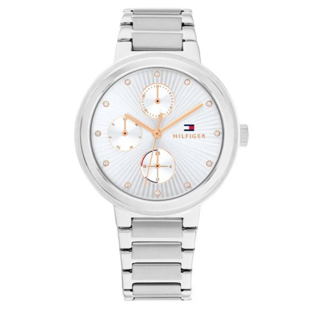 TH1782532 - Dit geweldige horloge voor dames is van Tommy Hilfiger. Het horloge is voorzien van een geschakelde, edelstalen band. Het horloge is een eyecatcher die je altijd op maat kan dragen. De diameter van de horlogekast is 36mm en daardoor een bescheiden accessoire. Het horloge is 3 ATM spatwaterdicht. We leveren het horloge met 2 jaar garantie.