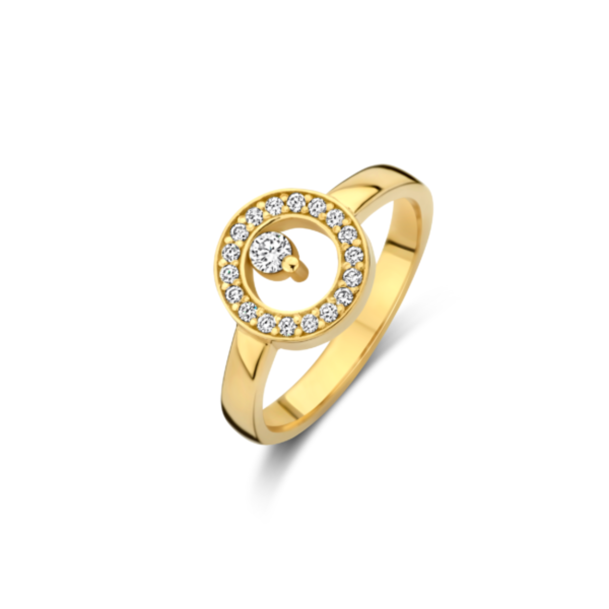 14kt. Geelgouden MiniOro ring, cirkel pavé deluxe