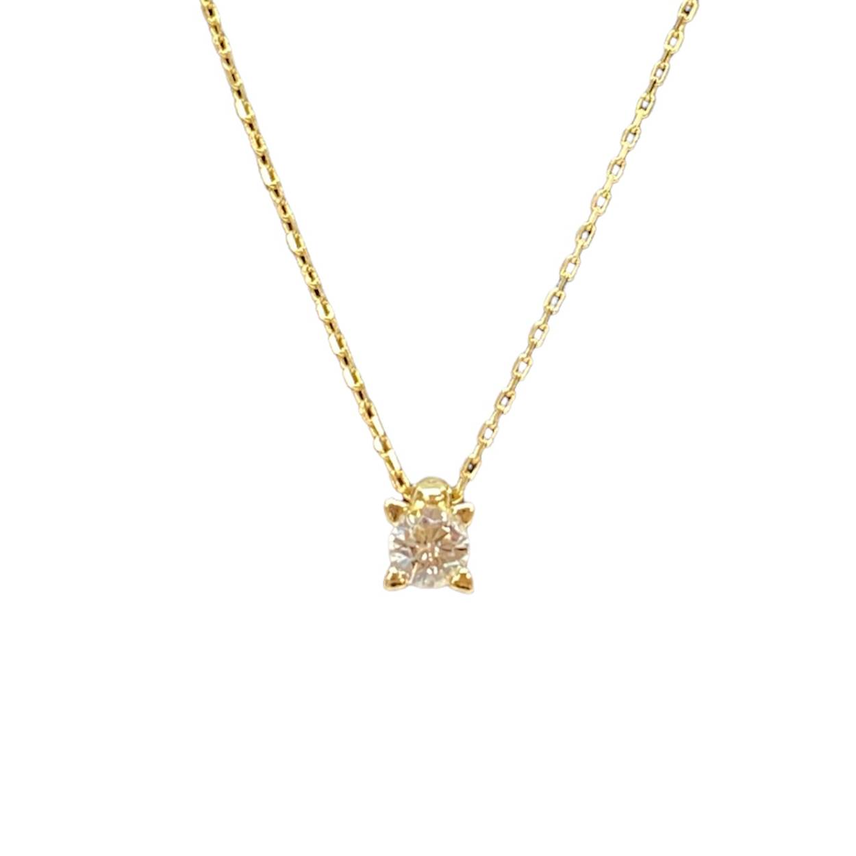 gouden collier met zirkonia solitaire hanger