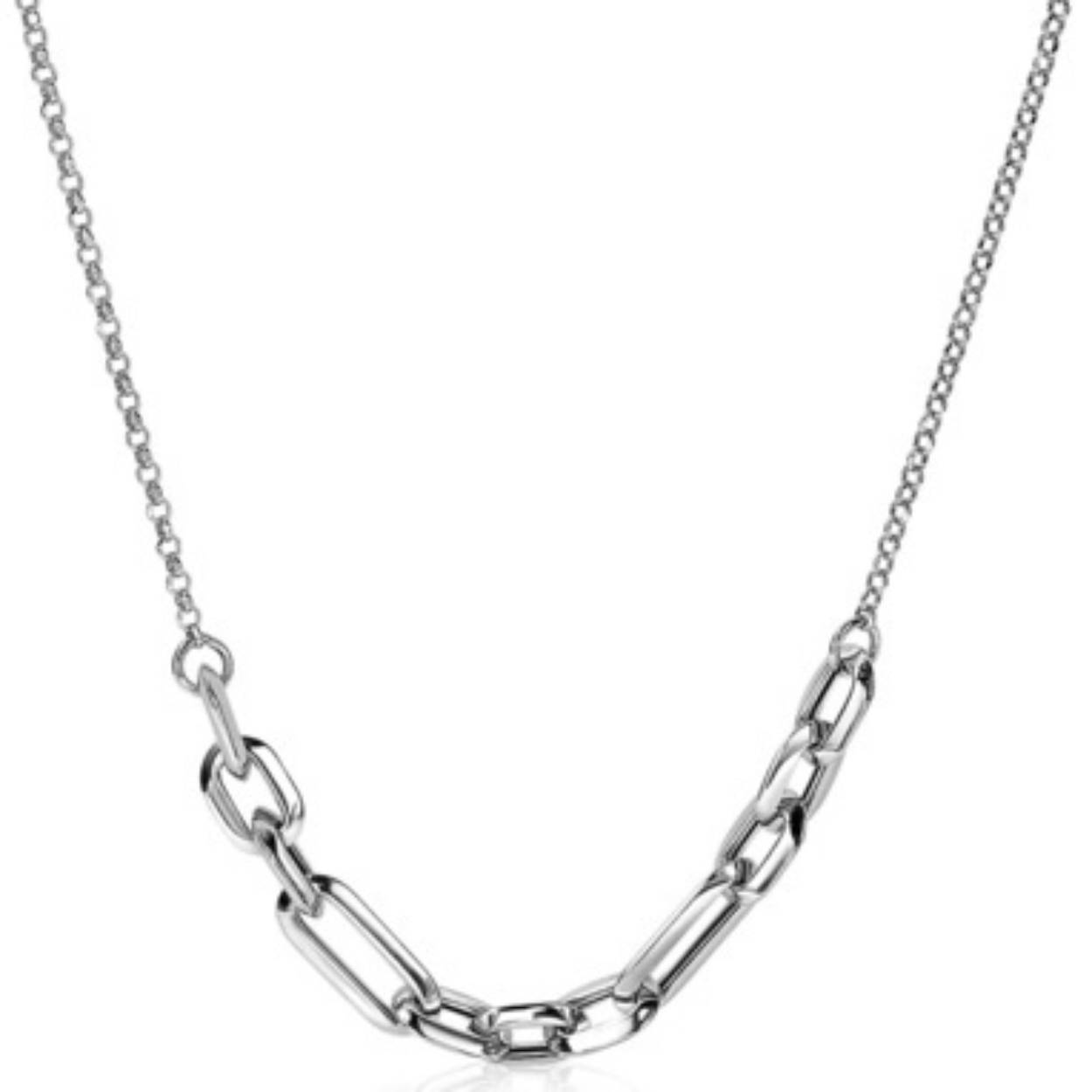 Dit Zinzi ZIC1986 Ketting Schakels zilver 42-45 cm echt iets voor u. Dit verfijnde collier is een plaatje. Dit collier is vervaardigd uit sterling zilver . De lengte van het collier is 42-45 cm. 