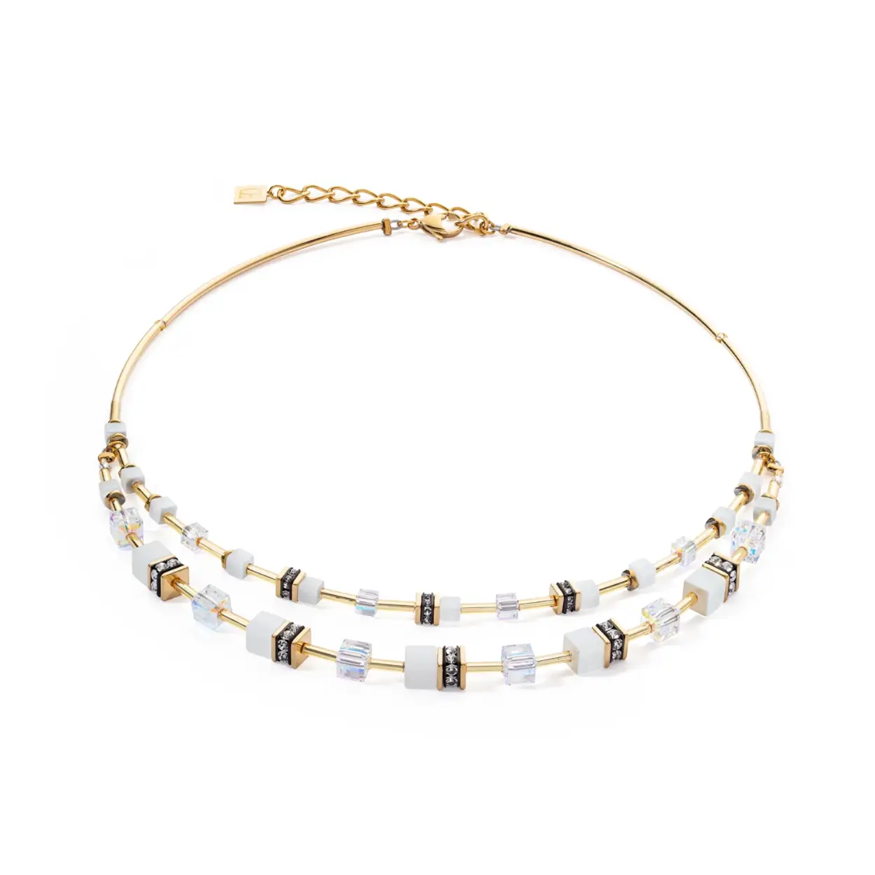 Coeur de Lion verguld stalen collier met polaris en swarovski kristallen