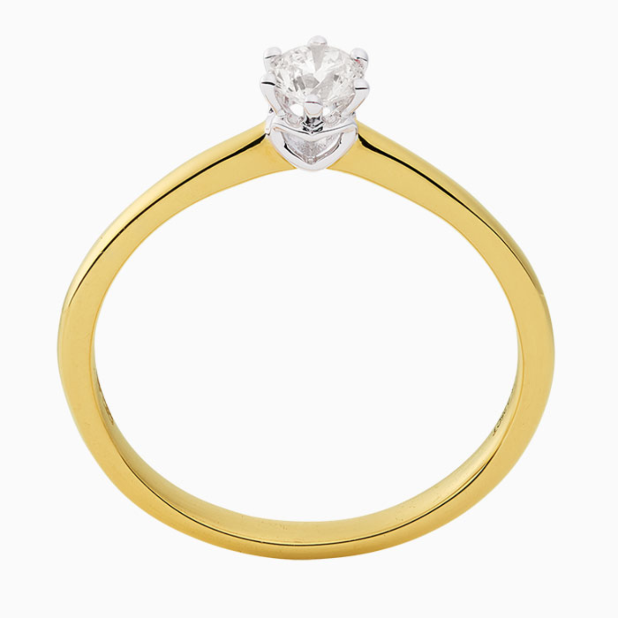 Geelgouden solitair ring met hart 0,10crt tw-si.