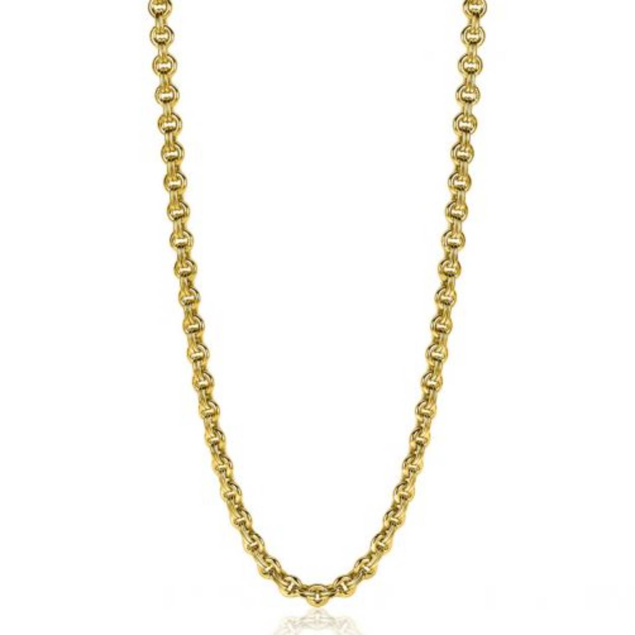 ZINZI zilveren ketting 45cm in14K geelverguld met ronde schakels 5mm breed 