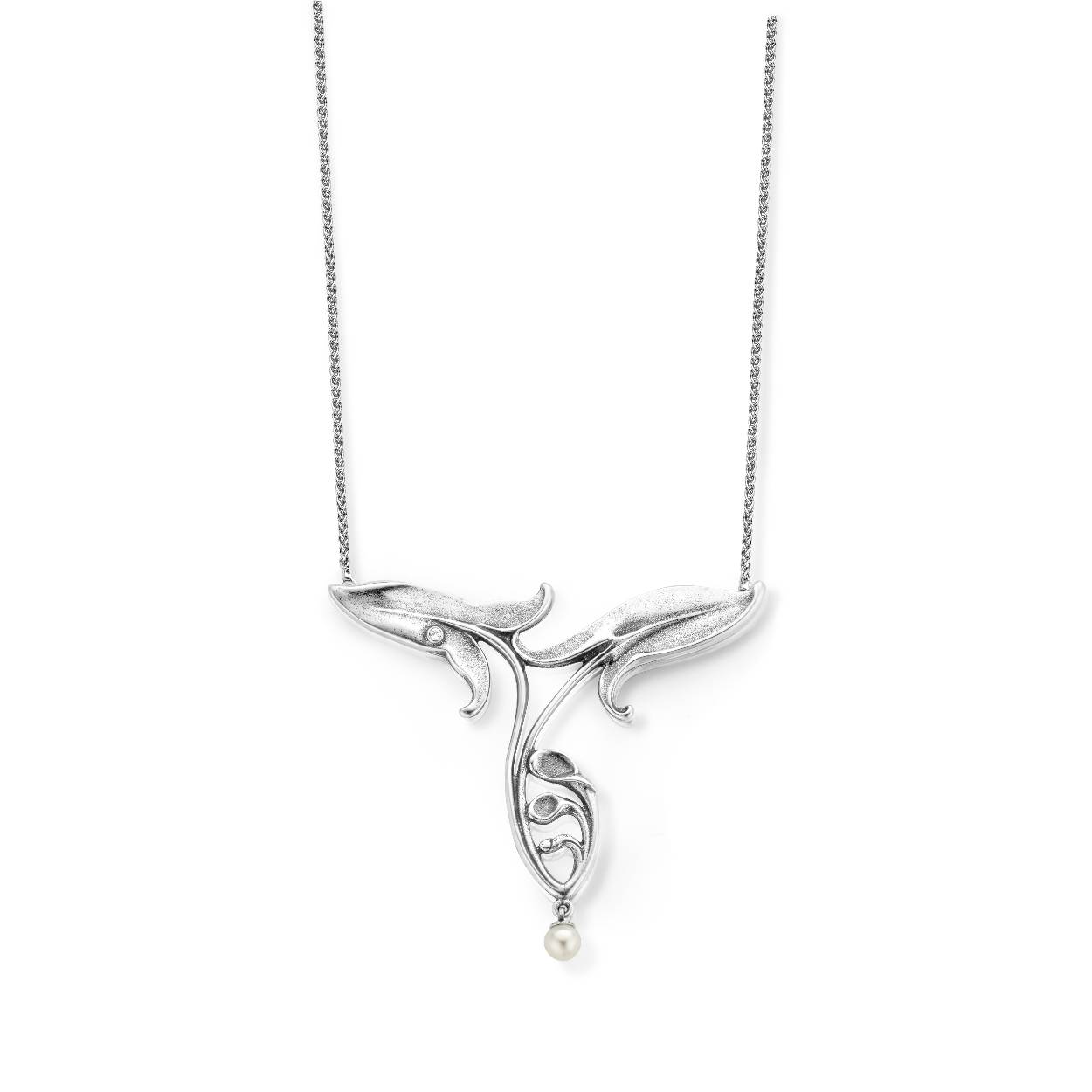 Zilveren choker Jugendstil met Parel 45 cm