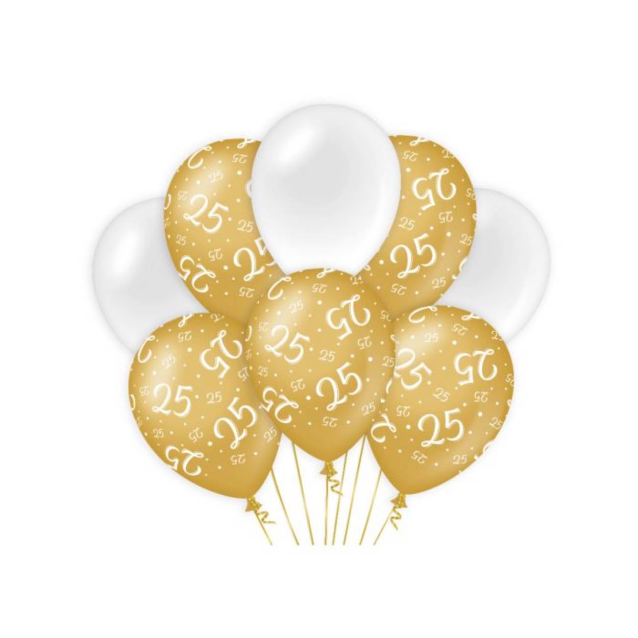 Maak uw gold/white party compleet met onze decoration balloons gold/white! Deze goud witte ballonnen zijn de ideale decoratie voor speciale feestjes zoals kroonleeftijden en geven een luxe uitstraling aan het feest.

Naast de gold/white balloons vindt u bij ons in dezelfde stijl ook nog gold/white hanging decorations en bijvoorbeeld party flag banners.

