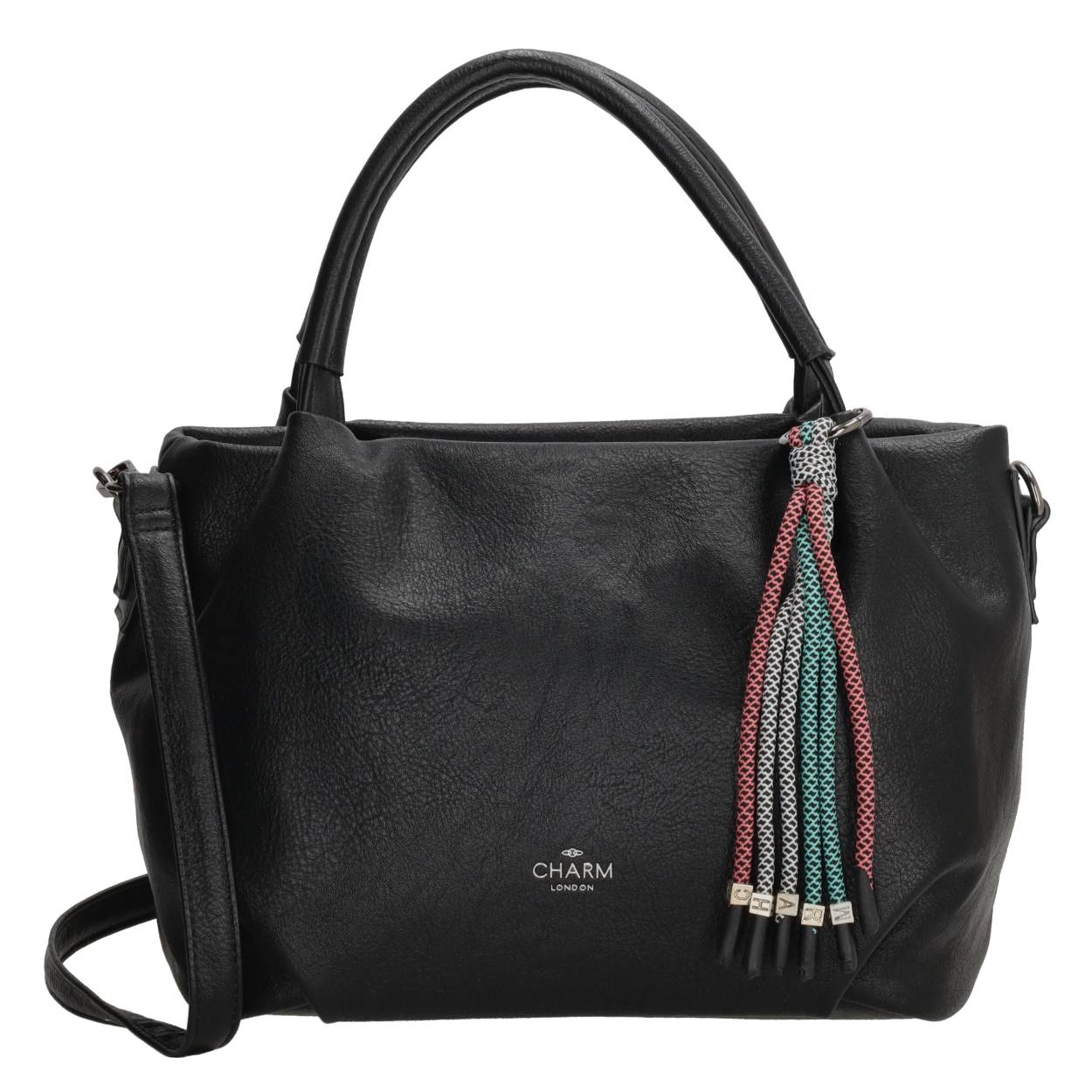 Dit is echt één van onze favorieten! Deze leuke handtas van Charm London is ideaal voor dagelijks gebruik. Met het toffe kwastje aan het handvat, weet je zeker dat deze topper van jou is. Je kunt je spulletjes kwijt in het hoofdvak, in de insteekvakjes of in het ritsvakje. Op de achterzijde van de tas zit ook nog een ritsvakje. Zo neem jij je spulletjes netjes en geordend mee. De handtas heeft een dubbel handvat, en een verstelbare, afneembare schouderband, zodat je 'm kunt dragen om de schouder of in de hand. Hoe draag jij 'm met je mee?

De tassen van Charm London zijn geïnspireerd op de iconische Britse modehoofdstad London. Ze zijn geïnspireerd op de luxueuze materialen en typerende modellen die daar te zien zijn. Fashionable en stijlvolle damestassen van echt leer of kunstleer, gemaakt zodat jij er elke dag fantastisch uit kunt zien!

De eigenschappen van deze handtas zijn: 

Dubbel handvat
Verstelbare en afneembare schouderband
Hoofdvak met ritssluiting
Ritsvakjes
Insteekvakjes 