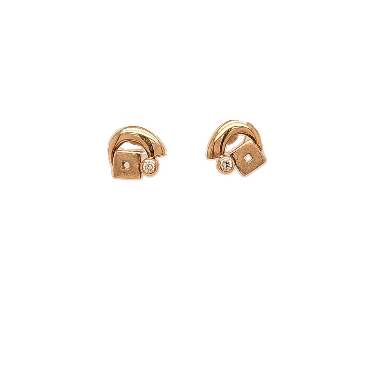 geelgouden oorknop met zirconia