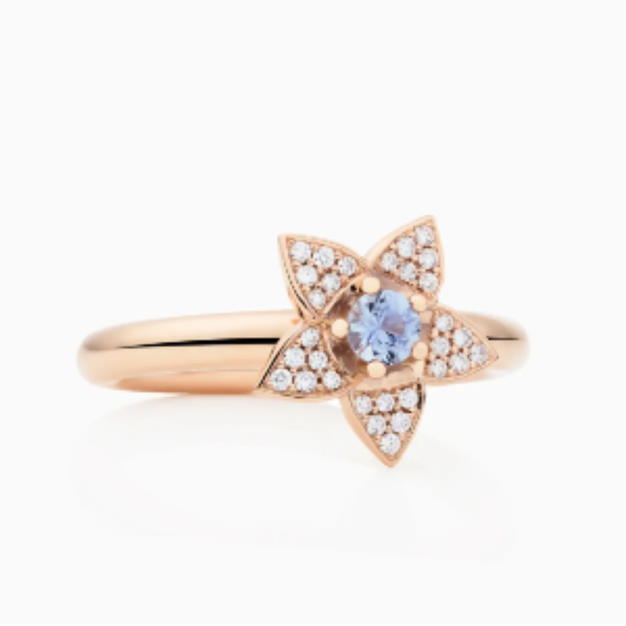 BRON Poppy ring met Petrol Korund en 0.12ct diamant