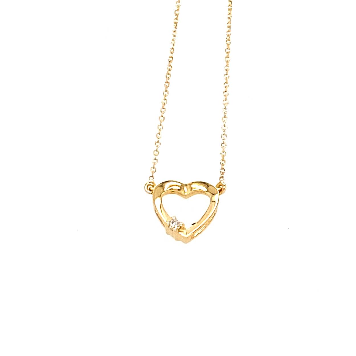 geelgoud monzario collier met hartje en diamant