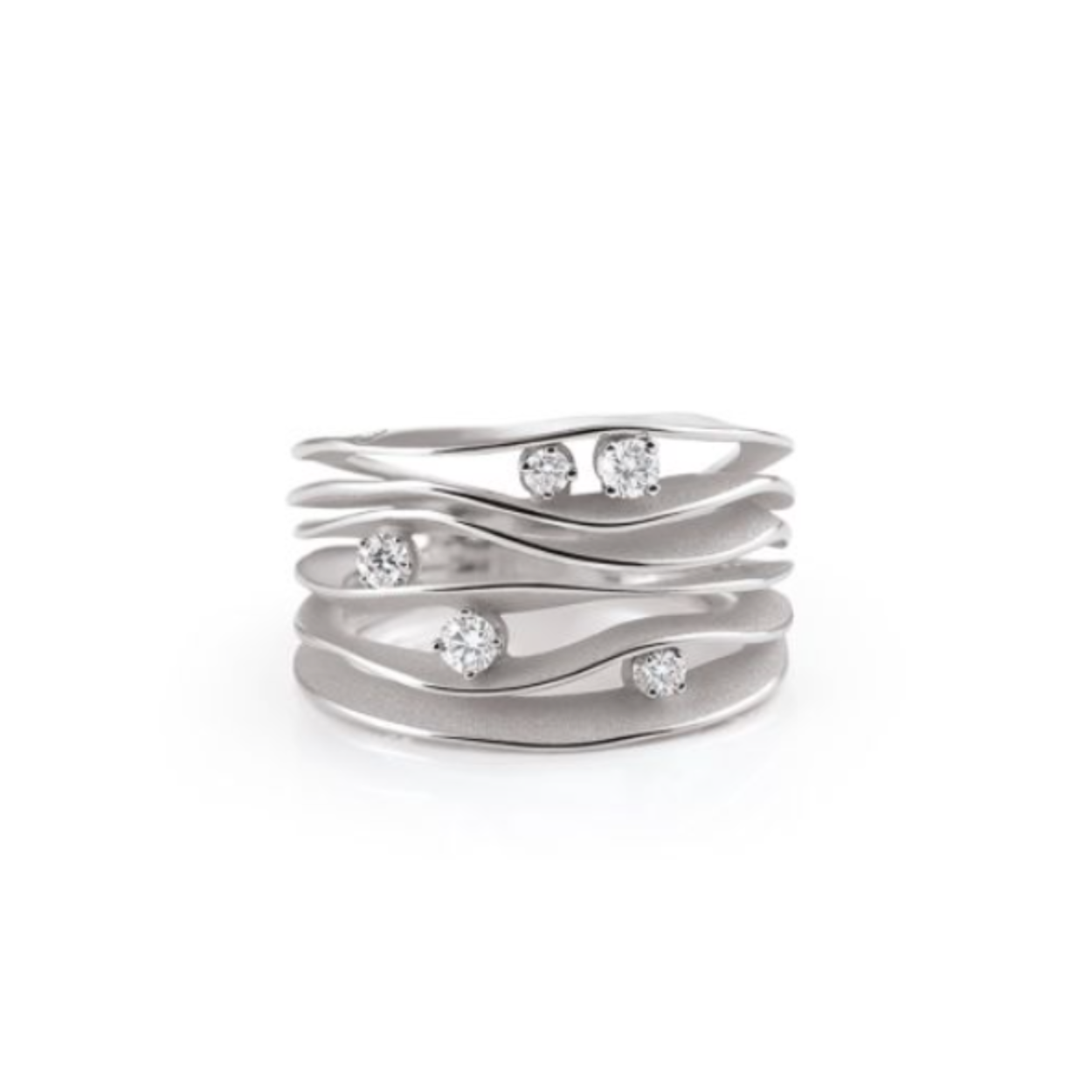 Dune Series Ring, 18Kt White Ice Gold met diamanten 0.28ct 