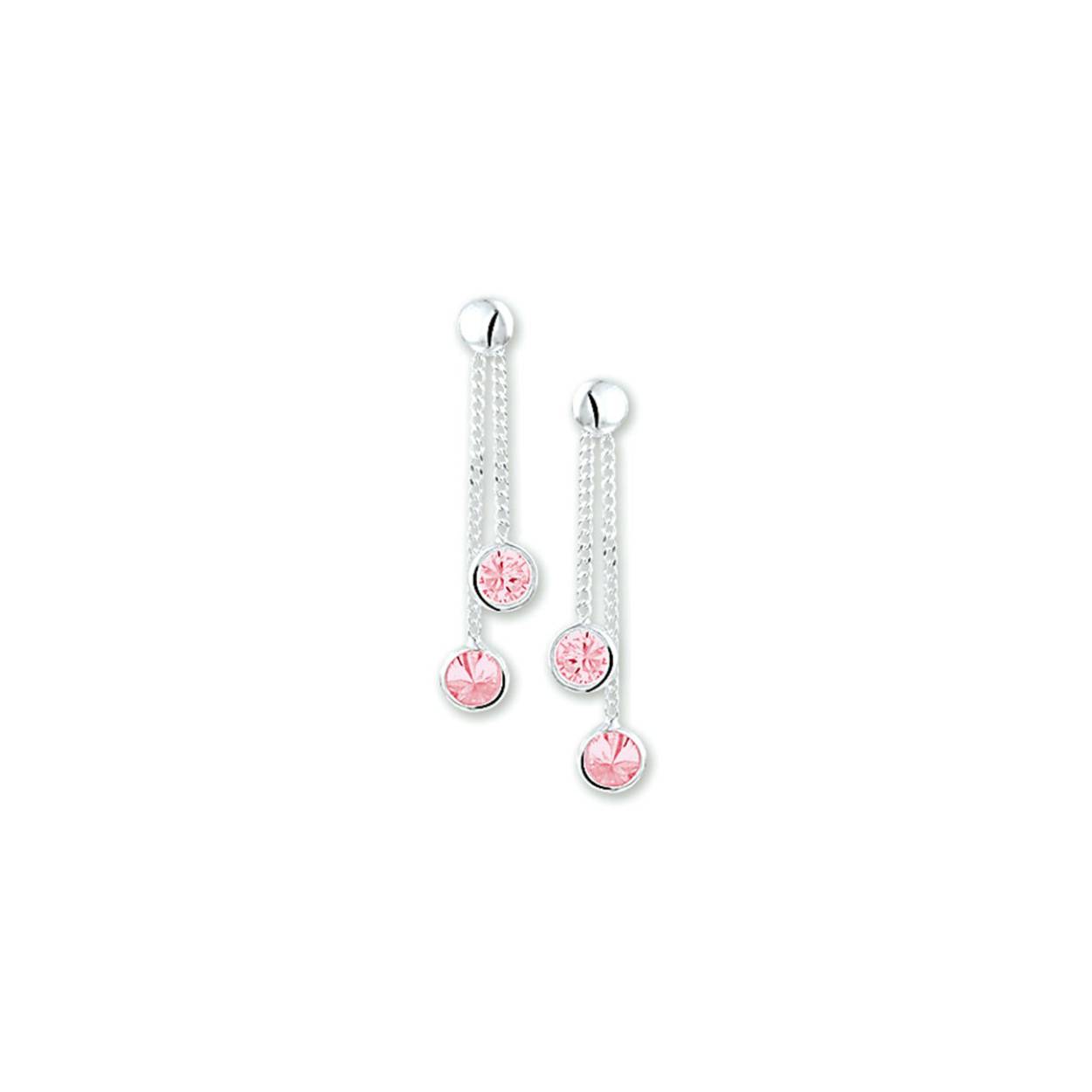Oorhangers roze zirkonia van 2.8cm en steenhouder 4.5mm.  KA1001879