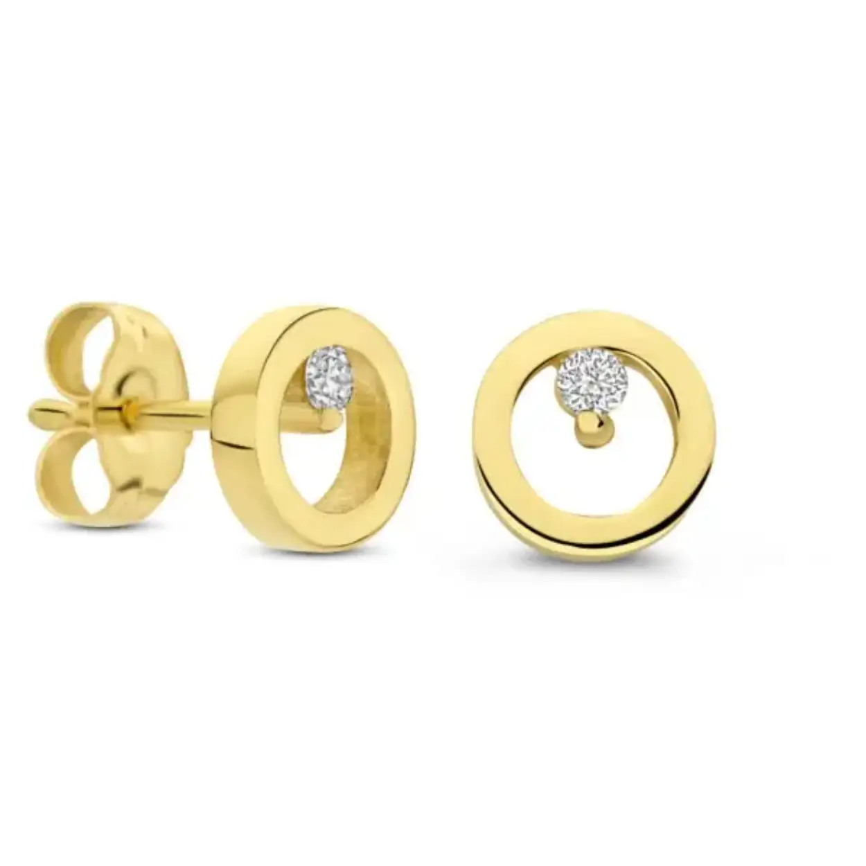 Gouden Oorsteker met 2x 0.03 ct