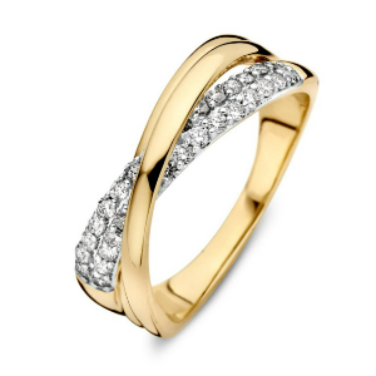 14 krt geelgouden ring met briljant 0.40ct