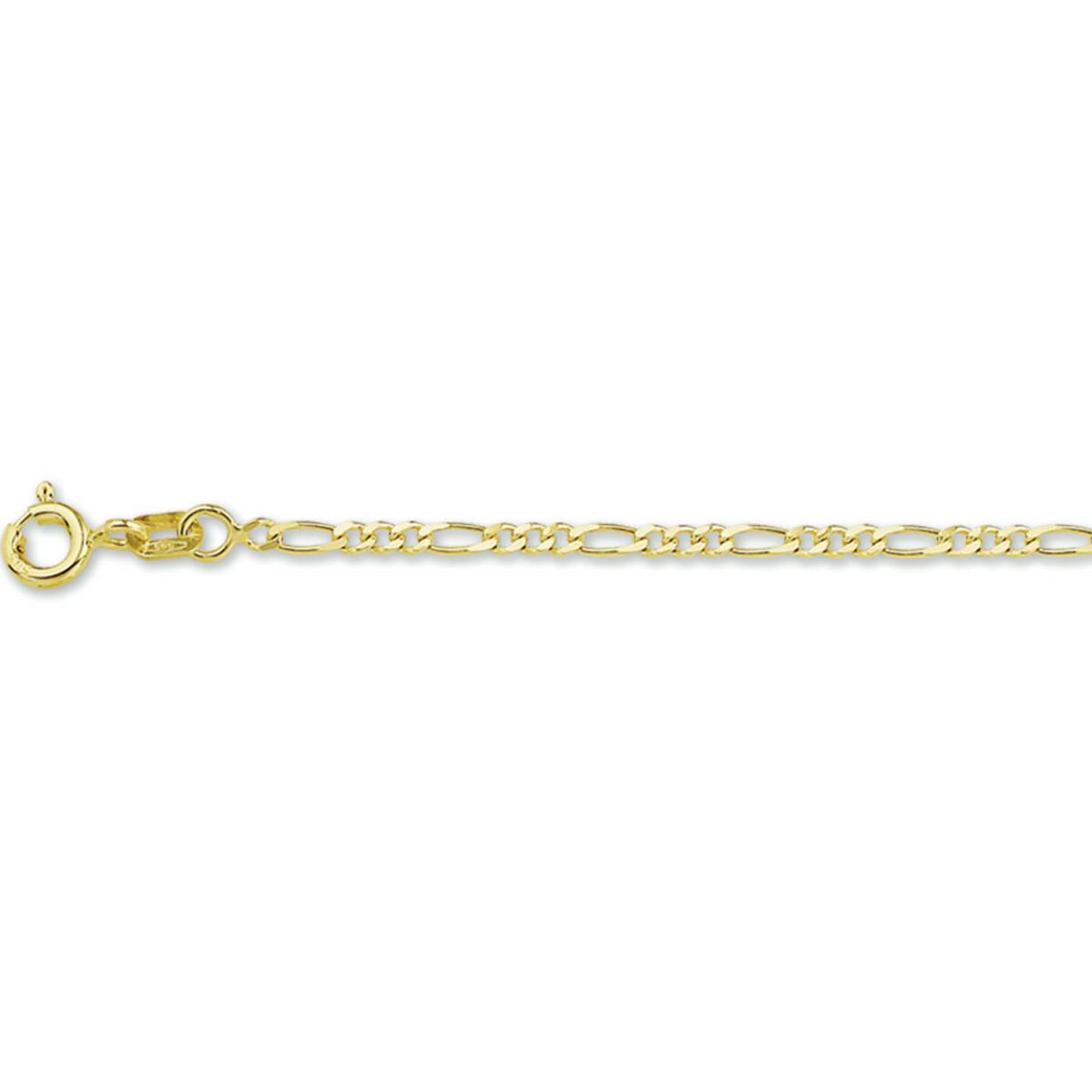 Geelgouden lengte artikel met figaro schakel. De schakelbreedte is 1.8mm.