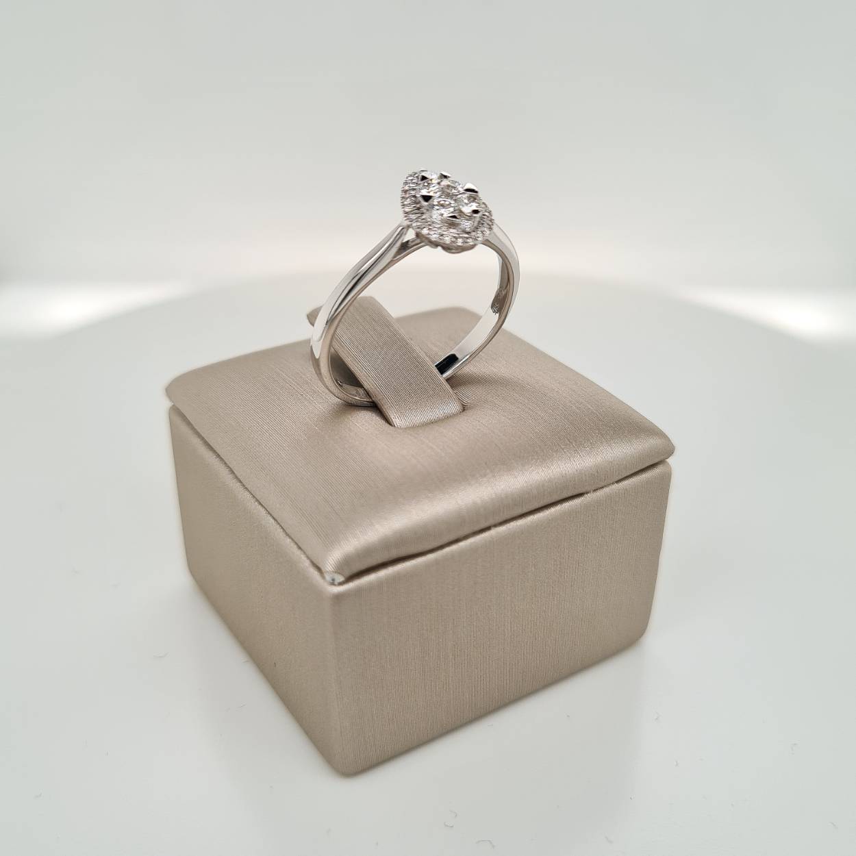 Prachtige 14krt witgouden ring met diamant 3-0.05/4-0.18/24-0.06crt H SI.  De maat van de ring is 56 (17 3/4). Heeft u een andere maat, neem dan gerust contact met ons op.

Tevens leverbaar bijpassende ring en oorsieraden.