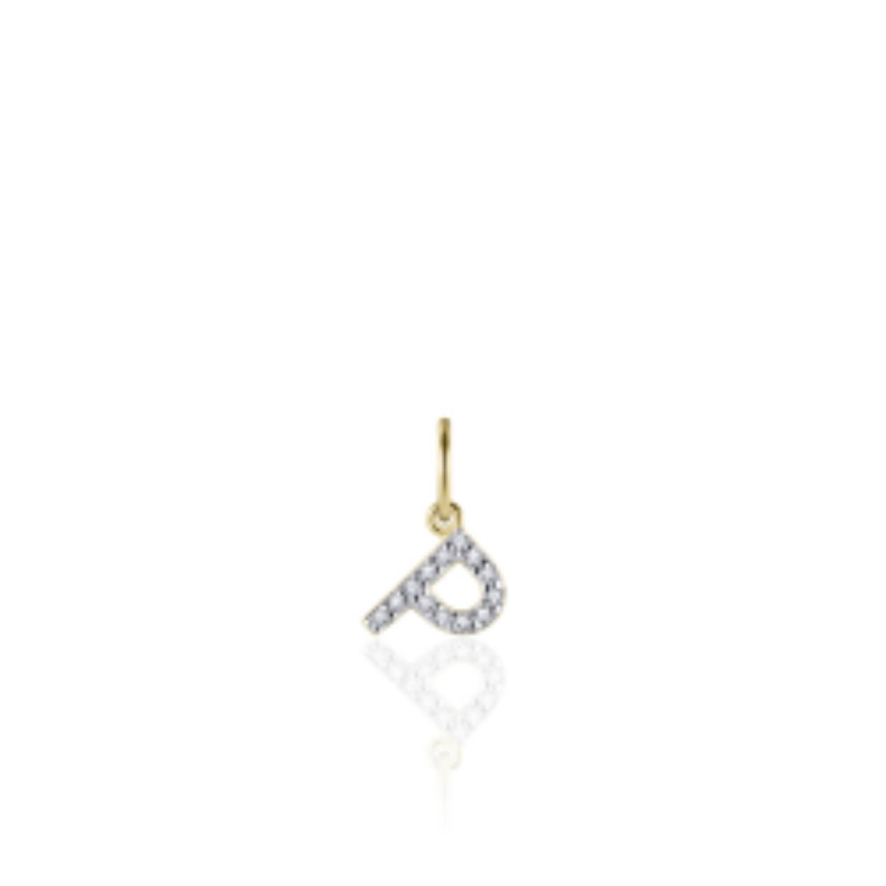 letter P | zilver goldplated | zirkonia's