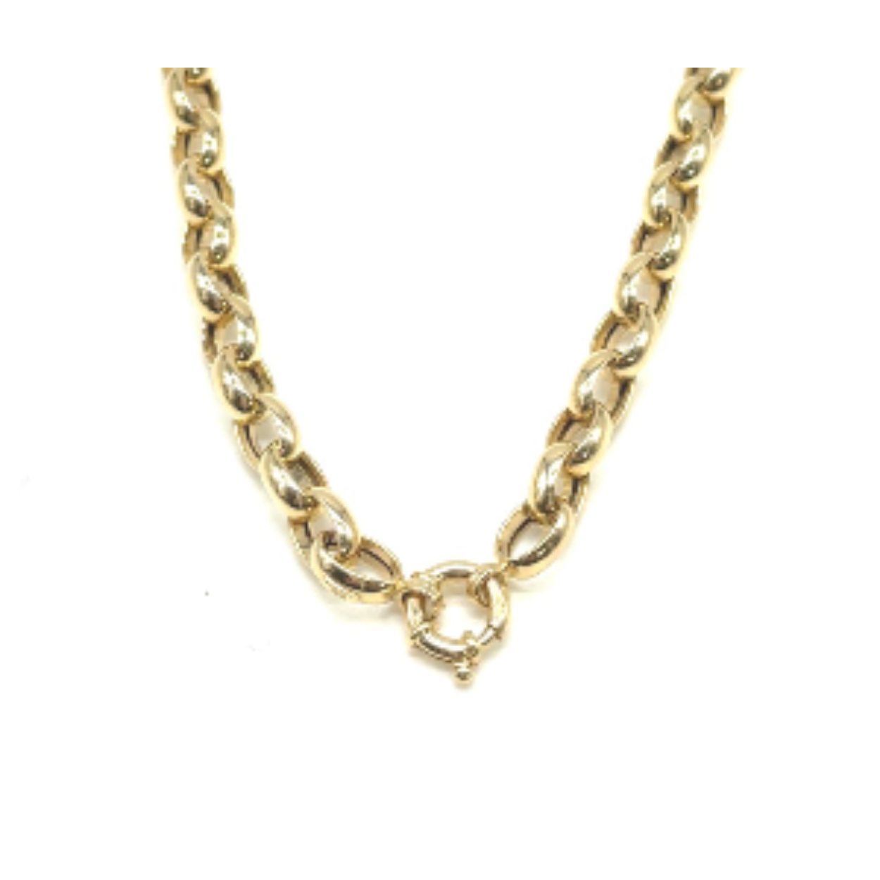 14k gouden jasseron schakel ketting. Ketting is ca 7mm breed, 45 cm lang en is ca 16.7 gram. handgemaakt door juwelier rijk met een mooie ronde sluiting. 