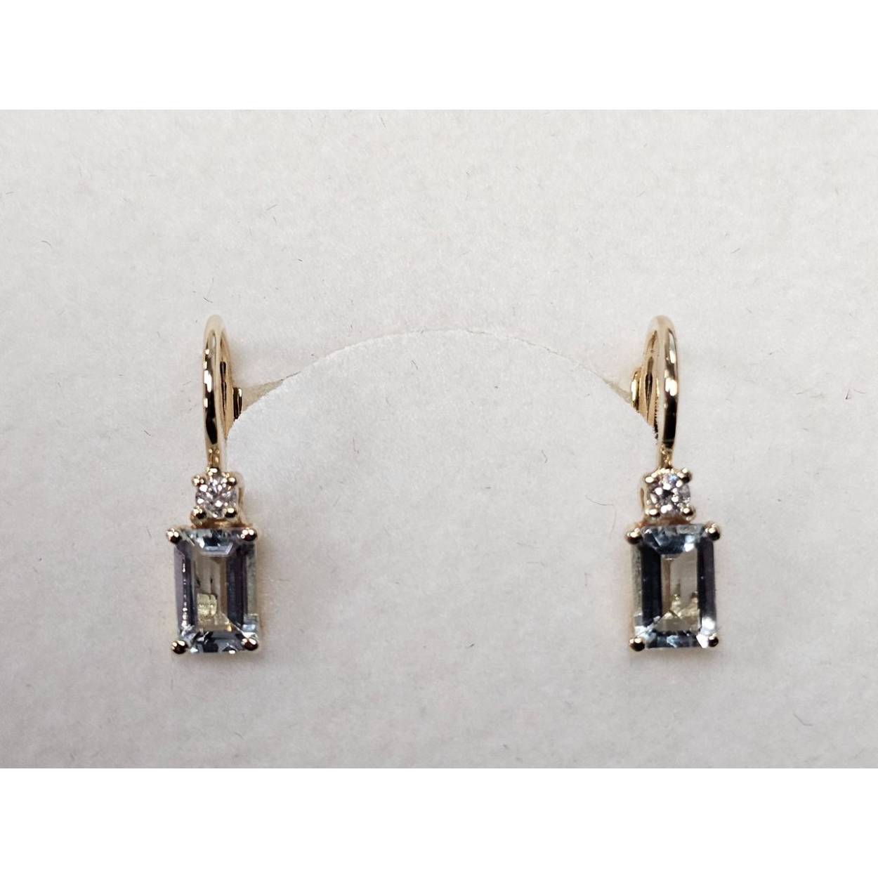 oorhangers diamant & aquamarijn geel