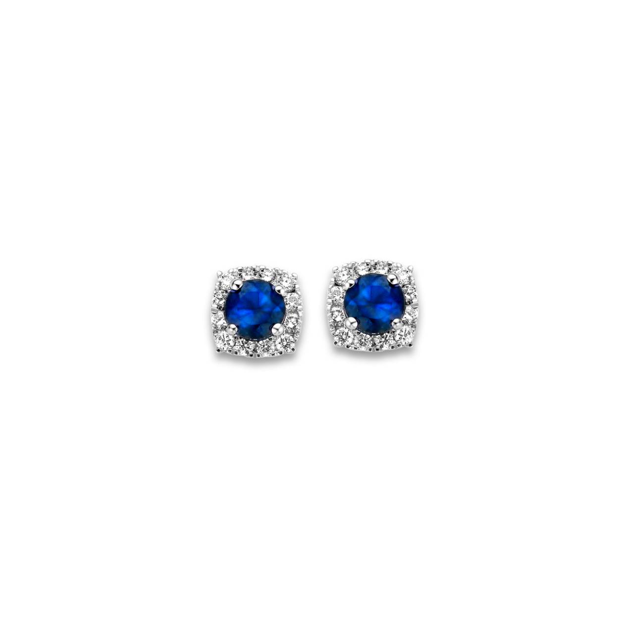 Naiomy Oorstekers wit goud 18k Blauwe Saffier