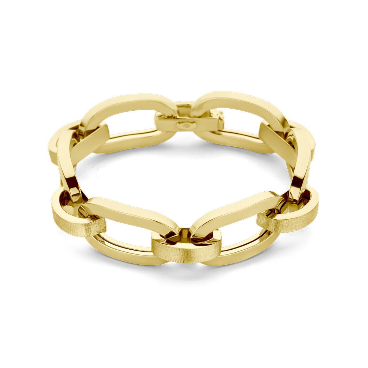 14k Geelgouden armband met een draaglengte van 19.5cm en een schakelbreedte van 15.8mm.