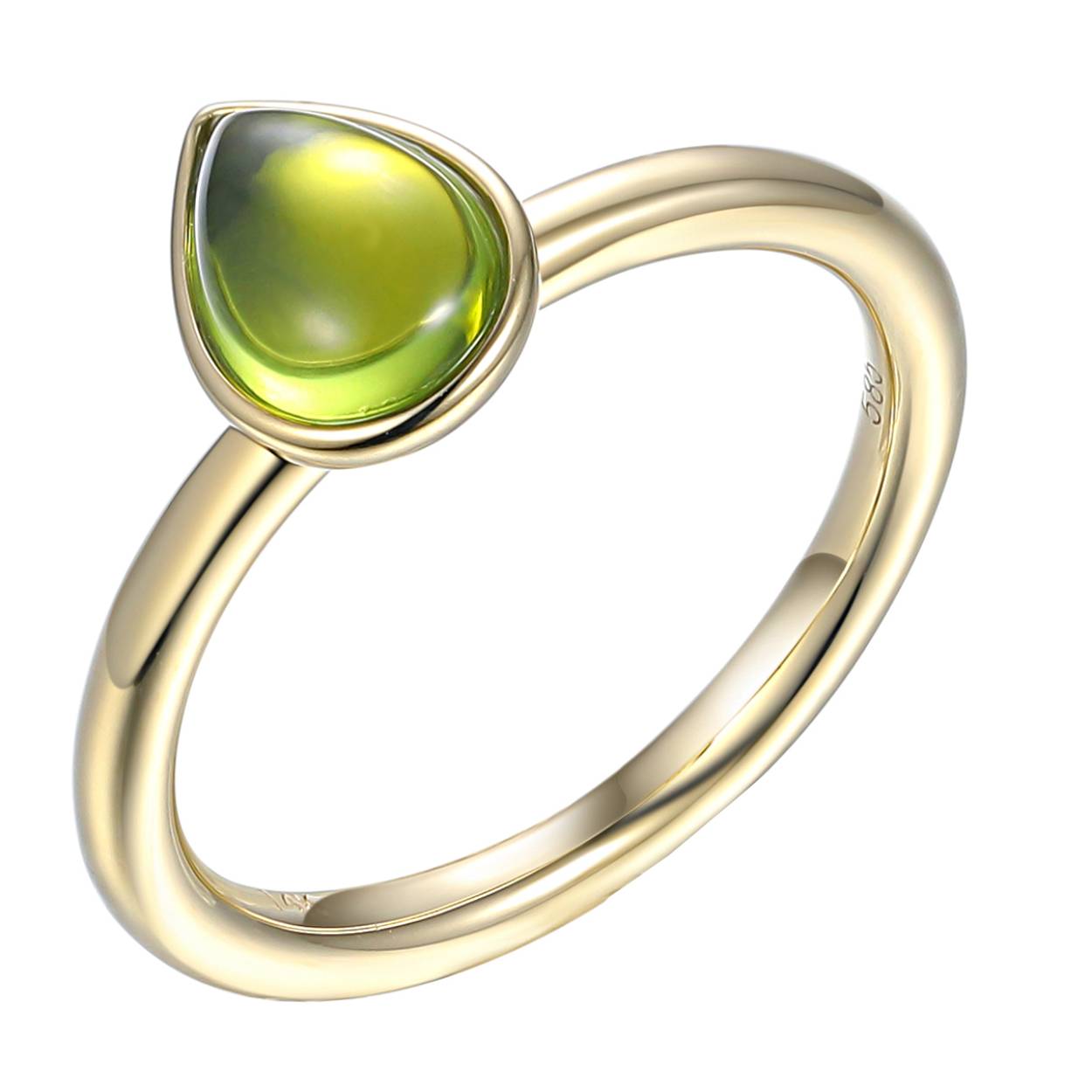 14.kt gouden ring peridot peer 0.99 ct.