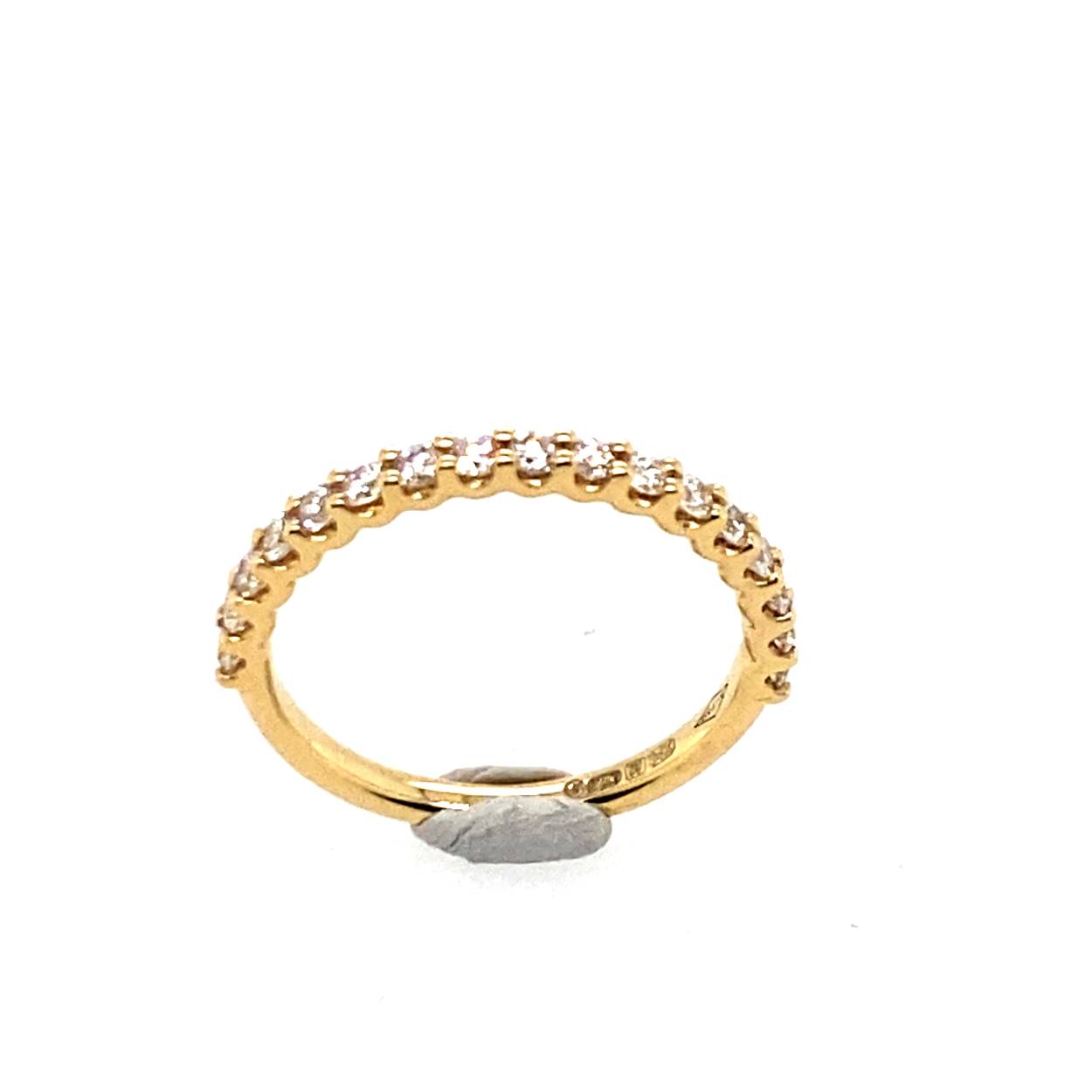 18 krt geelgouden rijring met 0,42ct natuurlijk briljant geslepen diamant H/si 17 steens