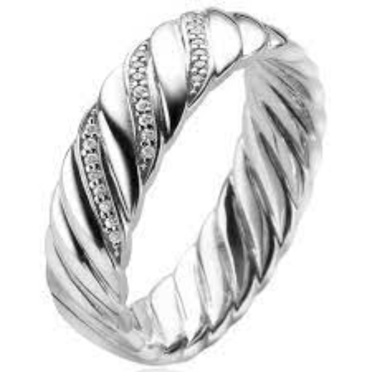ZINZI zilveren multi-look ring glad gedraaide buis met witte zirconia's ZIR2324