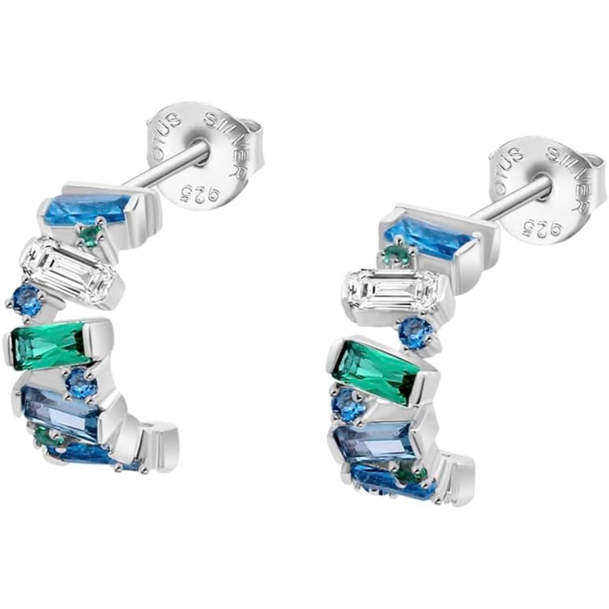 Oorbellen zilver zirc/blauw