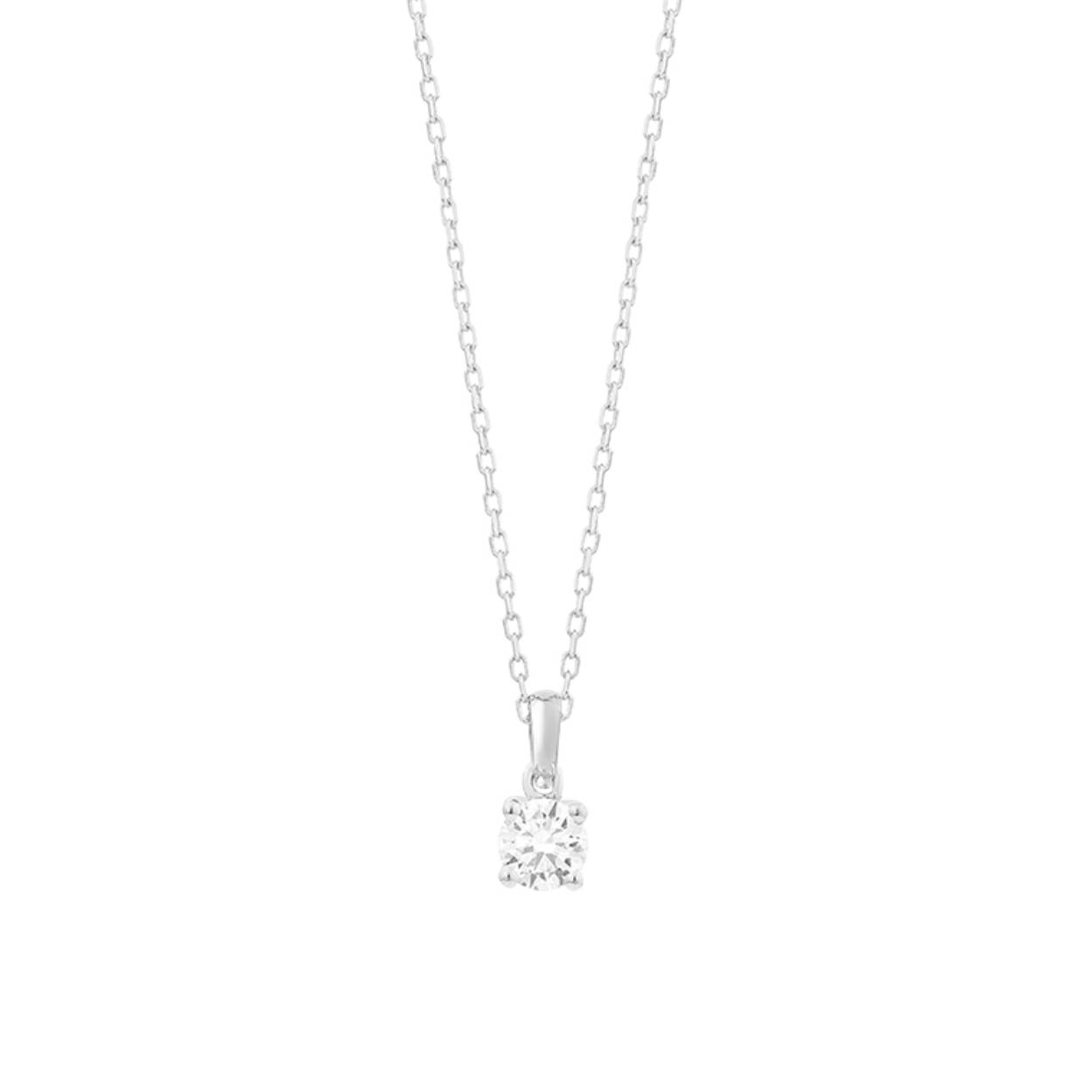Prachtige collier met fijne diamanten solitaire hanger. vervaardigd van 18krt goud en een 0.25ct SI-H diamant. 