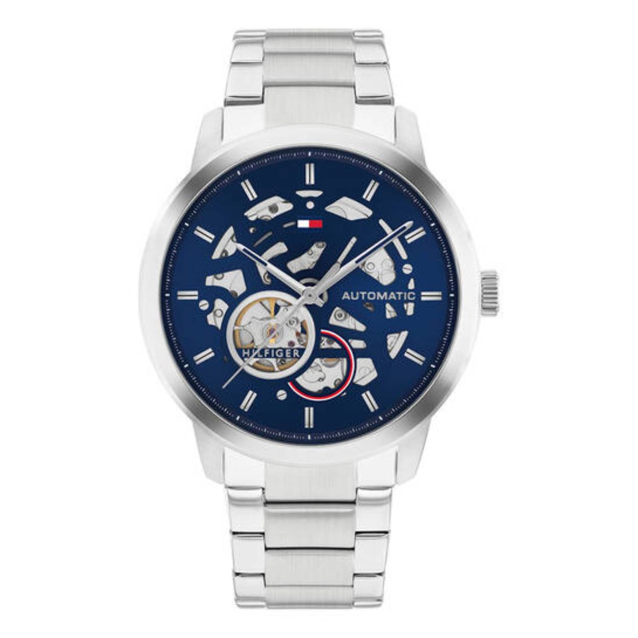 Tommy Hilfiger TH1710661 Horloge Heren Staal Zilverkleurig Automaat 43mm
Dit specifieke horloge van Tommy Hilfiger uit de Henry serie met artikelnr: TH1710661 is een luxe herenhorloge die niet in je collectie mag ontbreken. Het stalen herenhorloge heeft een ronde zilverkleurige kast met een blauwe wijzerplaat. Het horloge heeft zilverkleurige wijzers als uursaanduiding. Het uurwerk is automatisch en laadt op door de beweging van de pols. De zilverkleurige schakelband is op lengte verstelbaar en heeft een vouwsluiting. Door een glas aan de achterkant van het horloge is het uurwerk zichtbaar. Het horloge heeft een mineraalglas, een doorsnee van 43mm en is 5ATM.  

Het merk:
Sinds de lancering van het merk in 1985 is Tommy Hilfiger wereldwijd bekend geworden als pionier van de klassieke Amerikaanse coole stijl. Geïnspireerd door de iconische popcultuur en het Amerikaanse erfgoed. De dames en herencollectie van dit seizoen bestaan uit minimalistische silhouetten en rustieke lederen details. De herenhorlogecollectie biedt iconische uurwerken met roestvrijstalen, lederen en siliconen banden.

Specificaties:
- Mineraalglas
- Ronde kast 43mm
- Zilverkleurige horlogekast
- Blauwe wijzerplaat 
- Zilverkleurige schakelband 
- 5ATM