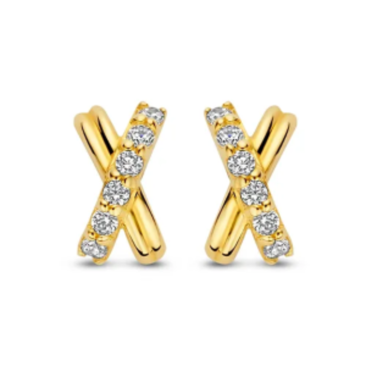 gouden J&J oorstekers, X+ zirconias