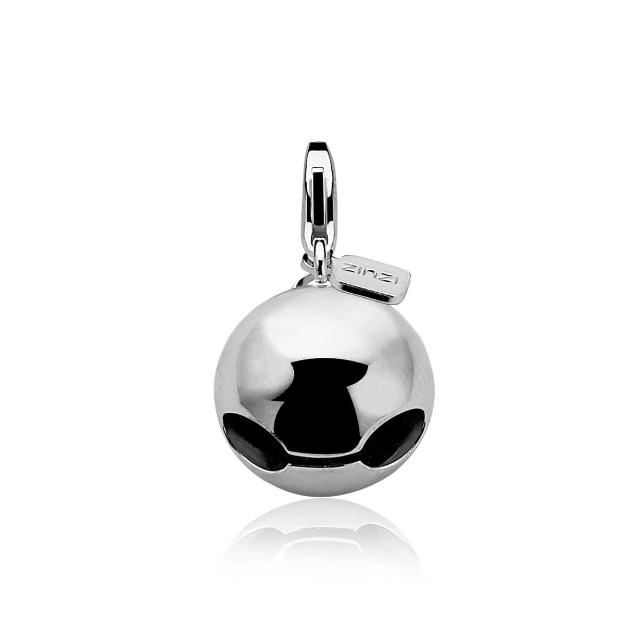 ZINZI Charm zilveren rinkelende grote bel. Charm is exclusief ketting geprijsd. Iedere Zinzi charm heeft een mooie sluiting, om gemakkelijk aan armband of ketting te bevestigen. De charm is vervaardigd van eerste gehalte zilver (925) en voorzien van een extra rodiumlaag.