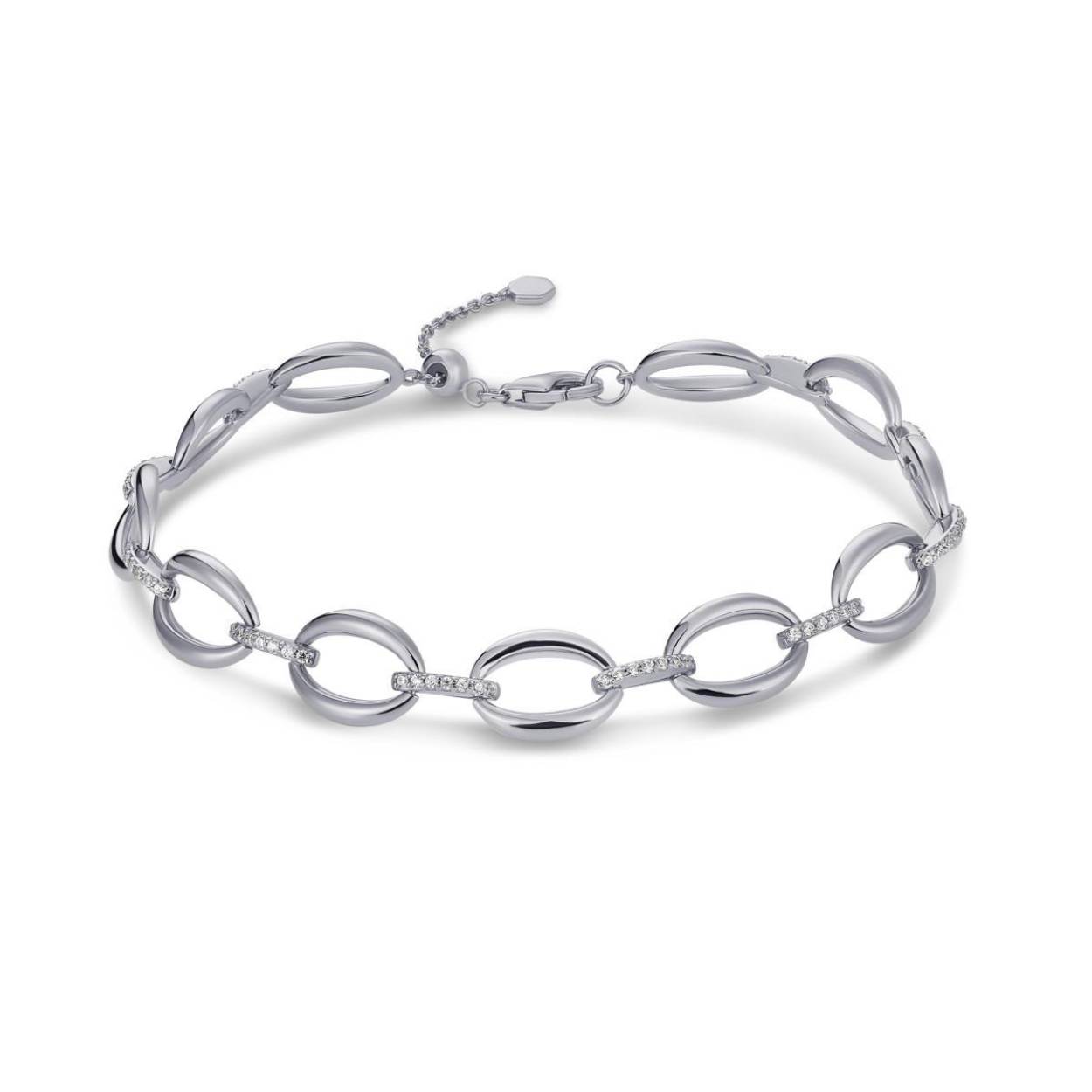 Luxe zilveren armband met zirkonia's 17 + 3 cm
