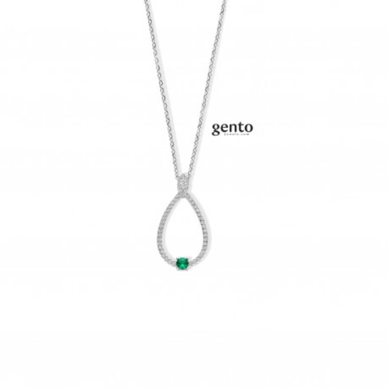 Hanger zilver met ketting gento zirc/groene