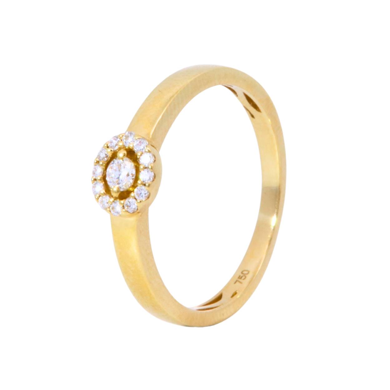 Geelgouden ring 18Kt met diamanten 0.15ct