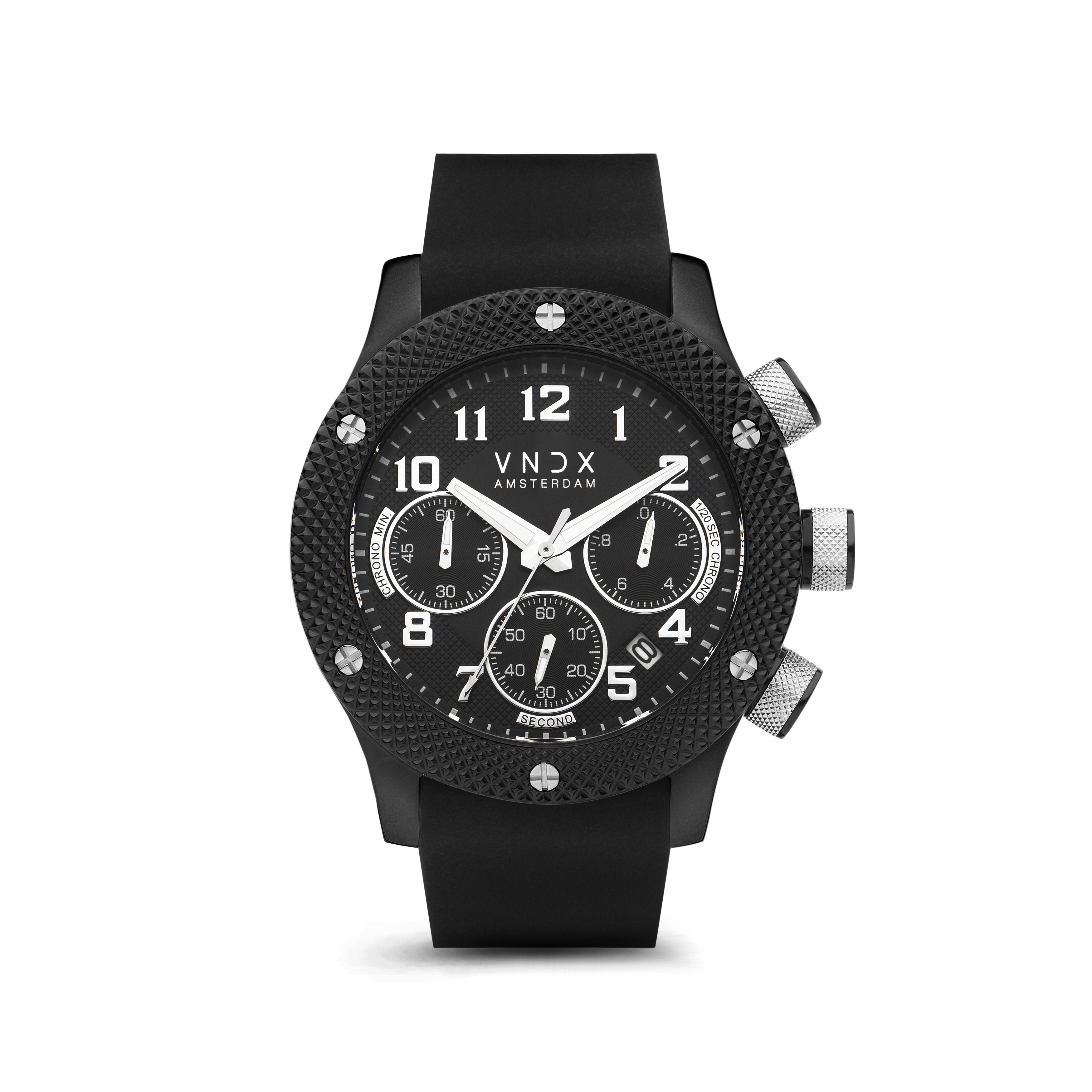 De Rocky Rebel XL Zwart, de collectie waar we zo ongelofelijk trots op zijn. Haar rocky kast van 44 mm wordt perfect omschreven door haar naam; Rocky Rebel. Vol van stijl, elegantie en een stoere look straalt ze perfect om je pols.

Haar rebels zwarte wijzerplaat laat je zien dat het tijd is jezelf te zijn! Je Rocky Rebel is voorzien van een chronograaf. Zo zorg jij tijdens je rebelse avonturen dat je nooit te laat bent.

Haar zwarte siliconen band geeft je de perfecte pasvorm en maakt je Rocky Rebel niet alleen elegant, maar ook sportief. Door de stopwatchfunctie is multitasking voor je Rocky Rebel geen enkel probleem.

Ook als je op rebelse avonturen wil, wanneer de zon plaats heeft gemaakt voor de maan, zal jou Rocky Rebel je met haar lichtgevende wijzers ook in het donker voorzien van de tijd.

Zo ben jij Never Too Late to be rebelious!