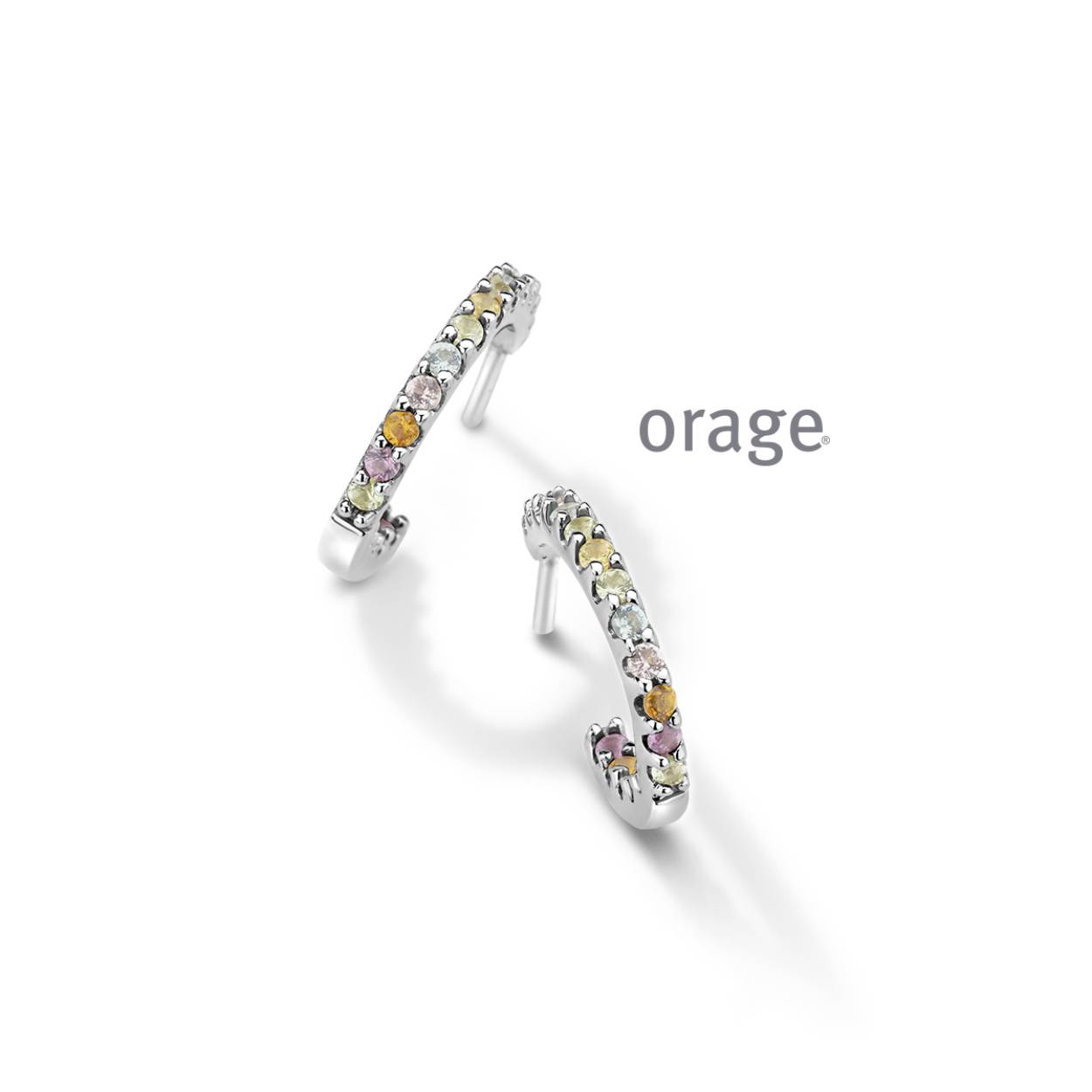 Orage Oorringen zilver multicolor - AW322