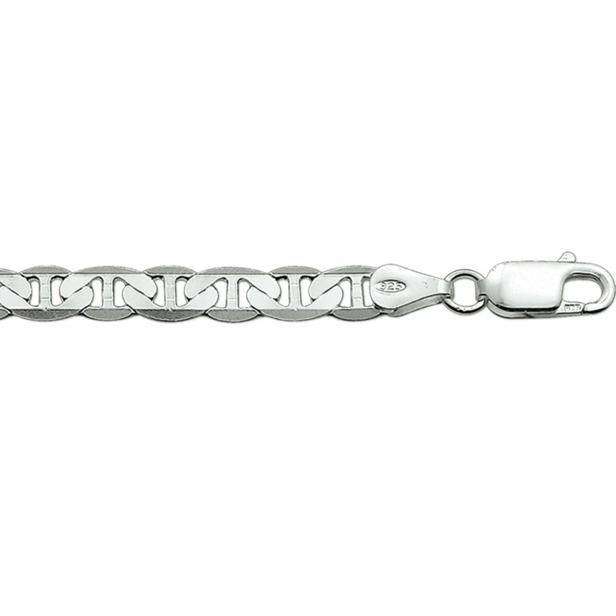Gerhodineerd 925 zilveren lengte artikel met anker schakel. De schakelbreedte is 5.5mm.
