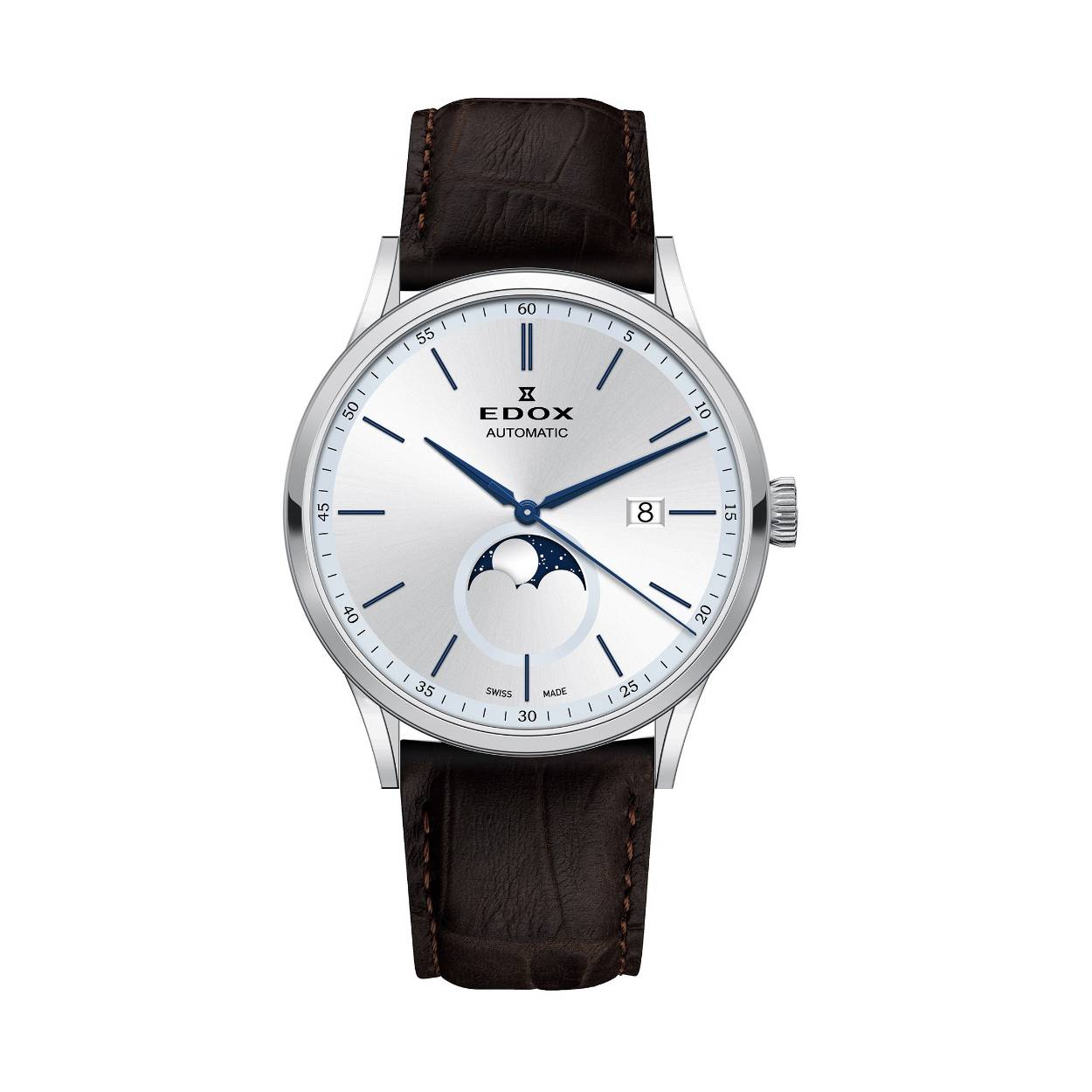 Edox horloge met lederen band, Grande Lune automaat