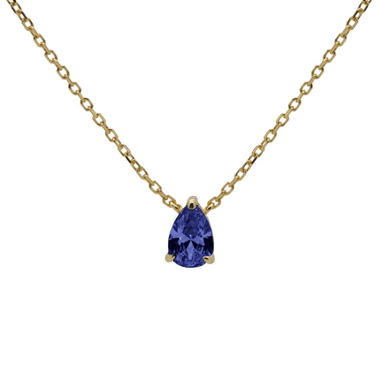 T304GP_SB Karma collier | Zilver verguld | Blauwe zirkonia
