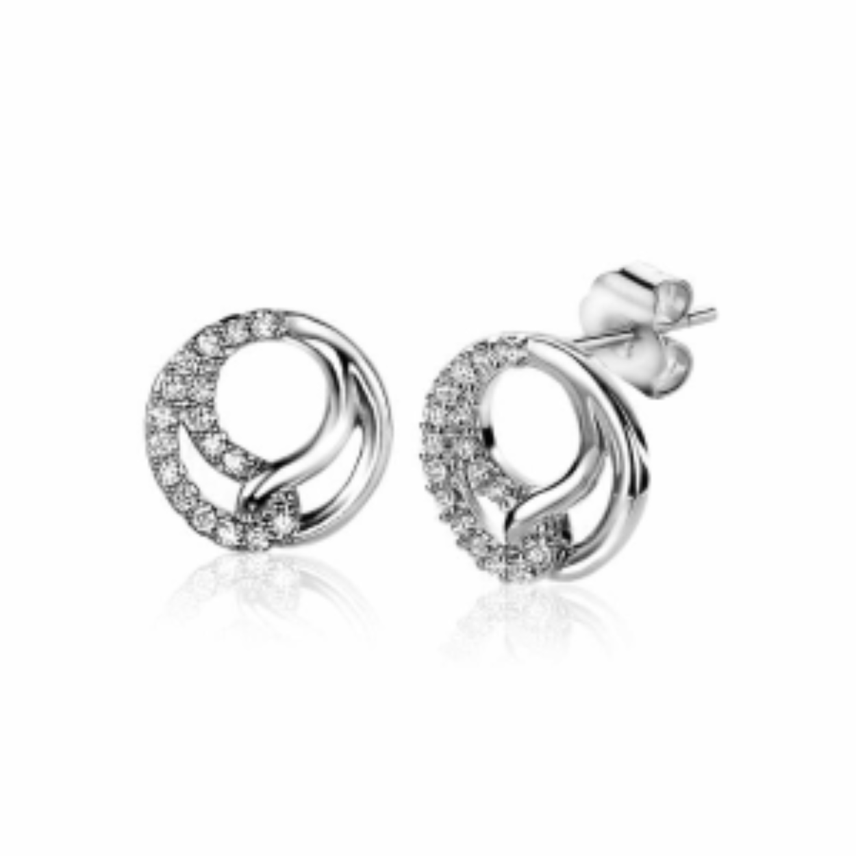 45mm ZINZI zilveren oorsieraden met grote ovale schakels, met vlindersluiting ZIO2419