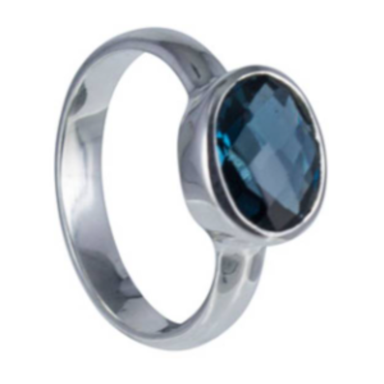 zilveren ring met ronde london blue topaas 