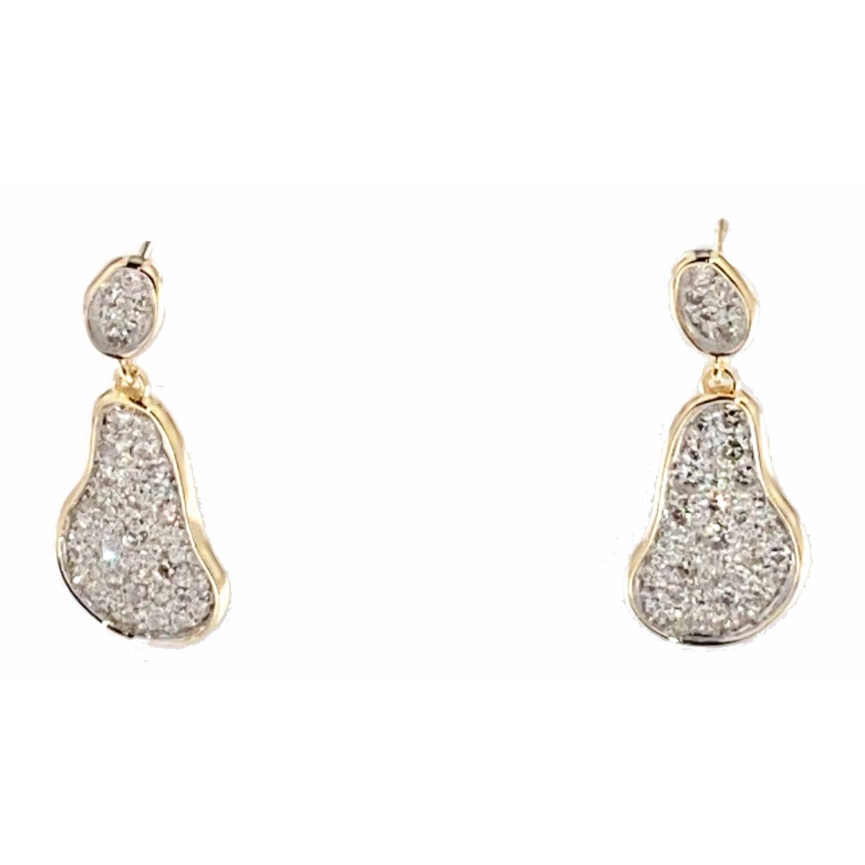 Oorbellen 18kt GG met 0.95ct oude slijp briljant