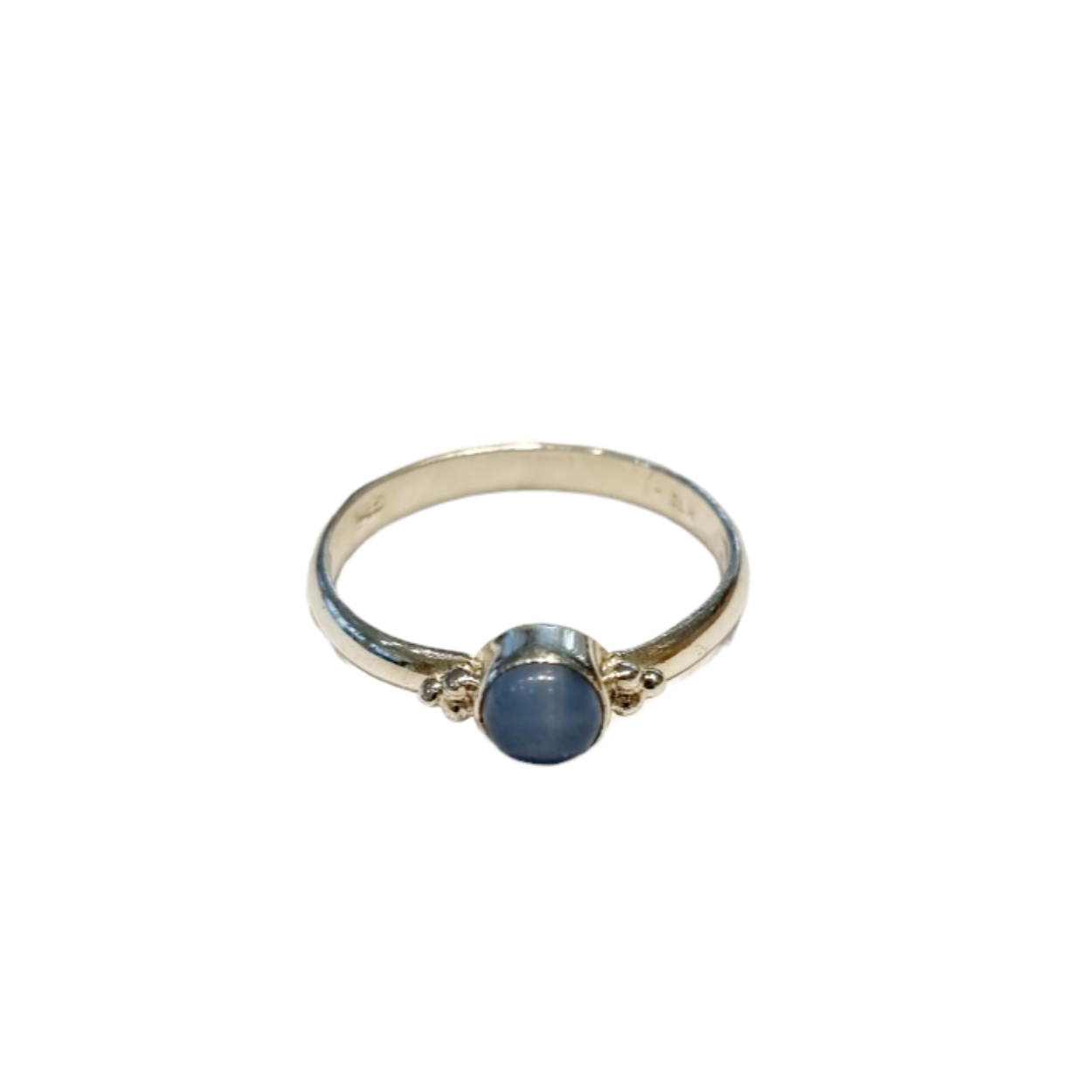 zilver ring met calciet blauw