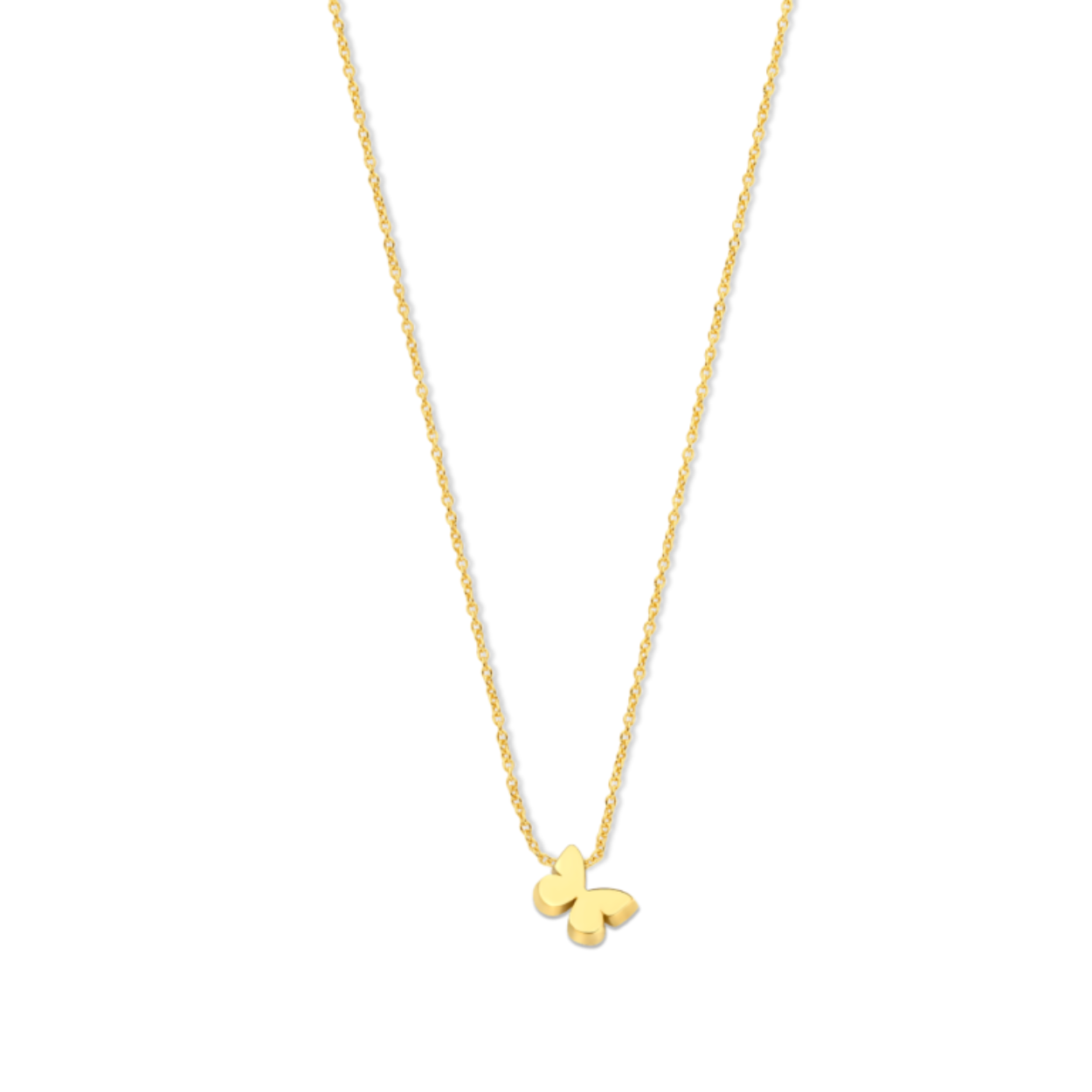 Ontwerp jouw eigen symbolische Minioro-ketting, vervaardigd uit 14-karaats goud, met een subtiele maar betekenisvolle vlinder als centraal element. 