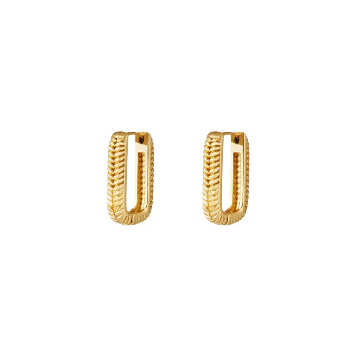 Woven Rectangle Earrings Gold Color Stainless Steel